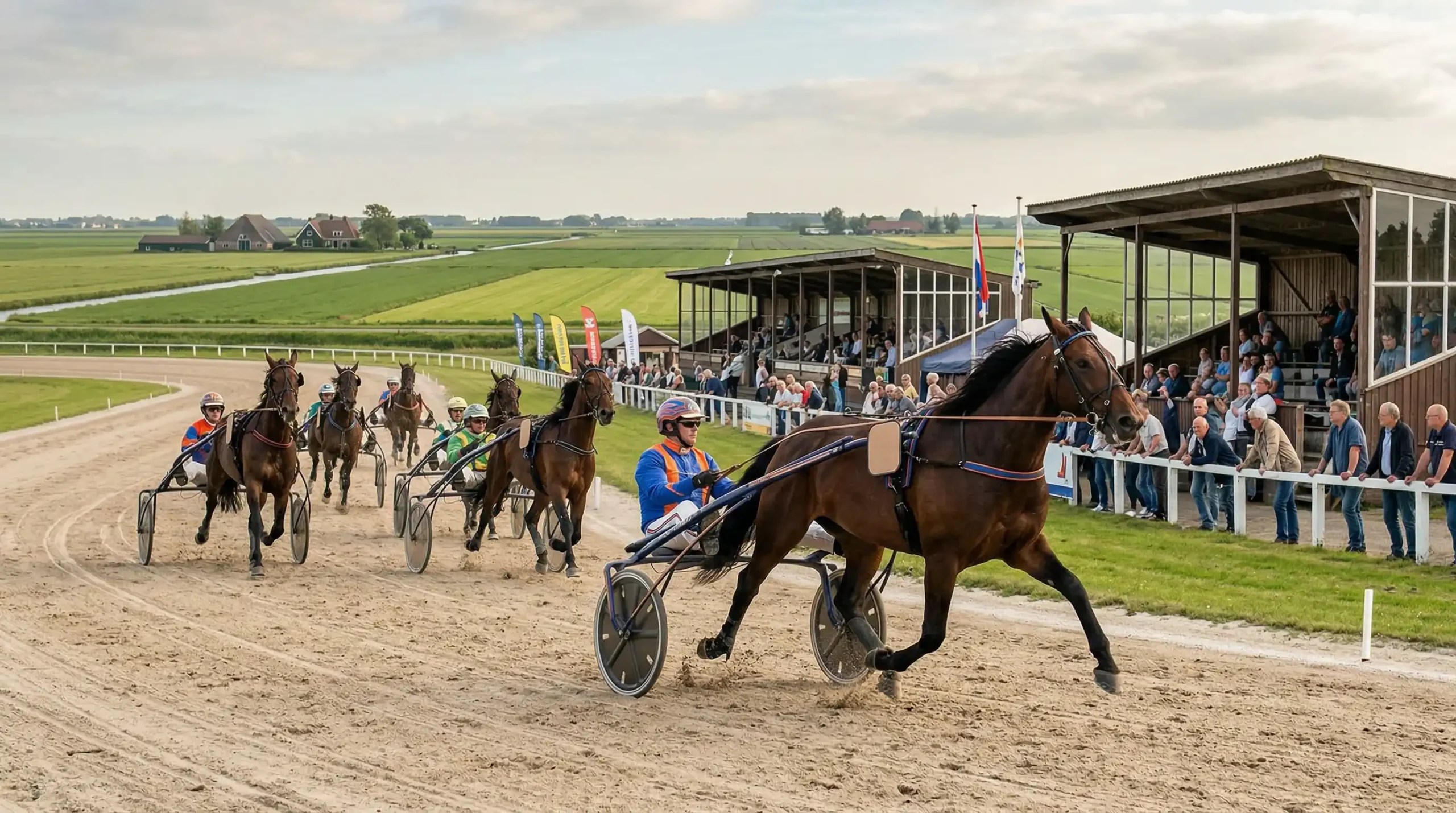 Paardenrennen in Nederland — Nederlandse drafbaan met publiek