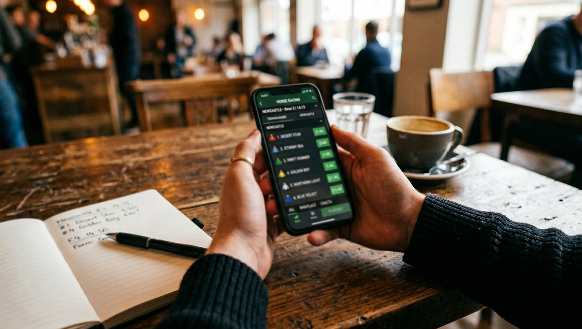 Overzicht van een wedformulier bij een bookmaker met verschillende soorten paardenweddenschappen