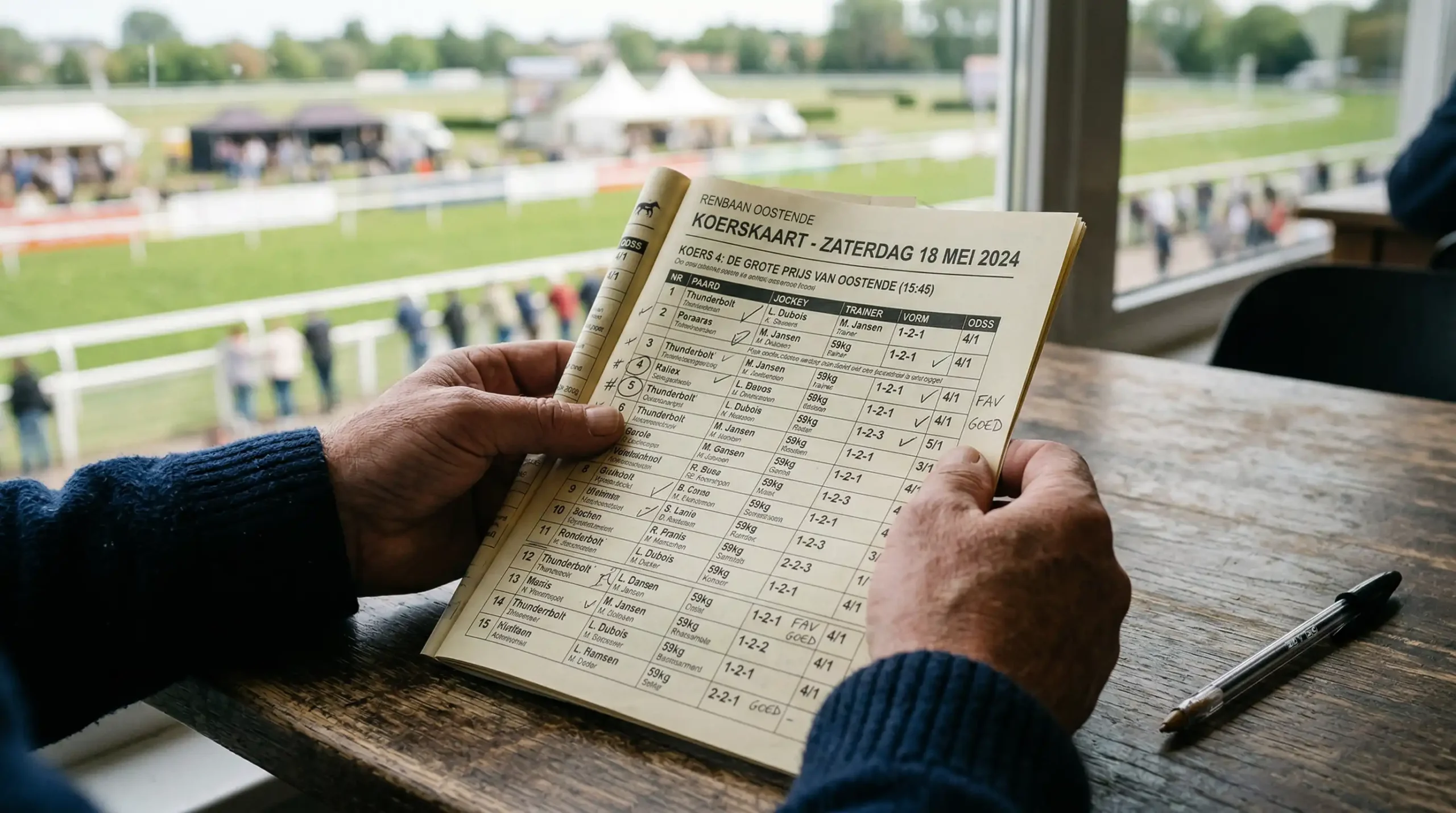 Racecard lezen bij paardenrennen: koerskaart met paardengegevens
