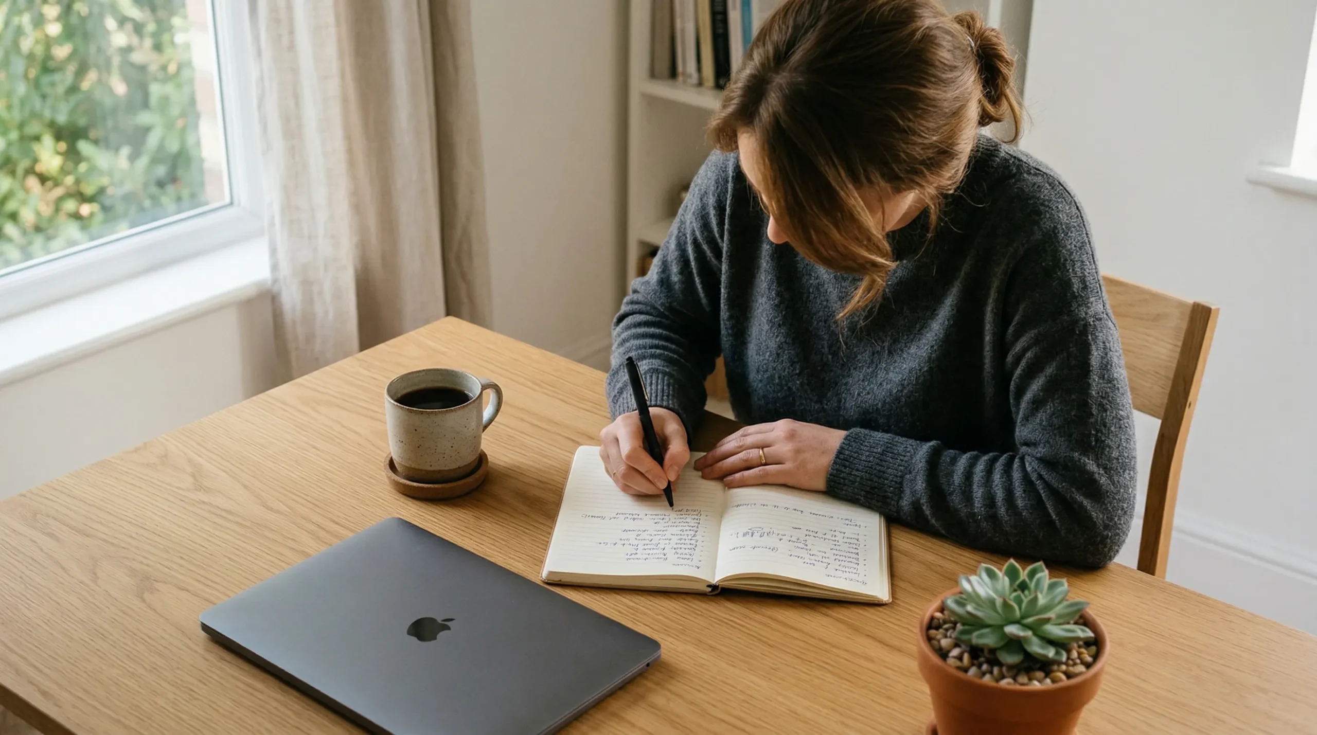 Verantwoord gokken bij paardenwedden — persoon schrijft limieten in notitieboek